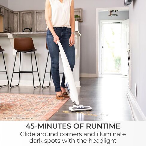 Kenmore DS1030 Cordless Stick Vacuum Lightweight Cleaner 2-Speed Power Suction LED Headlight 2-in-1 Handheld for Hardwood Floor, Carpet & Pet Hair, White in Saudi Arabia
