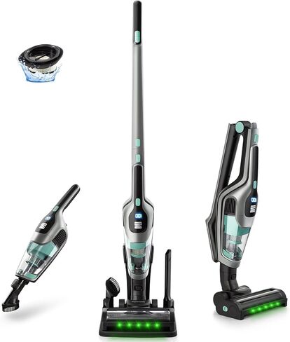 Kenmore DS1030 Cordless Stick Vacuum Lightweight Cleaner 2-Speed Power Suction LED Headlight 2-in-1 Handheld for Hardwood Floor, Carpet & Pet Hair, White in Saudi Arabia