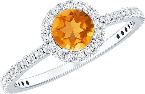 Natural Citrine Engagement Ring, Citrine Engagement Ring with Moissanite Halo, Yellow Citrine Engagement Ring, November Birthstone Ring, 14K Solid Gold in Kuwait
