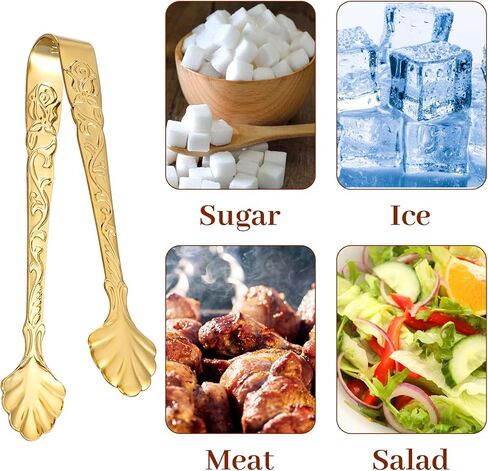 2Pcs Sugar Tongs for Sugar Cubes, Gold Figure Stainless Steel Sugars Cube Tongs, 3.74 Inch Ice Tong for Large Ice Cubes, for Bar, Desserts, Tea, Coffee Party and Appetizers in Saudi Arabia
