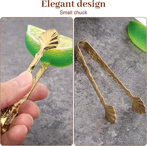 2Pcs Sugar Tongs for Sugar Cubes, Gold Figure Stainless Steel Sugars Cube Tongs, 3.74 Inch Ice Tong for Large Ice Cubes, for Bar, Desserts, Tea, Coffee Party and Appetizers in Saudi Arabia