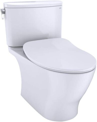 TOTO Nexus Two-Piece Elongated 1.28 GPF Universal Height Toilet with CEFIONTECT and SS234 SoftClose Seat, WASHLET+ Ready, Cotton White - MS442234CEFG#01 in Saudi Arabia