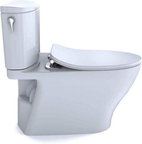 TOTO Nexus Two-Piece Elongated 1.28 GPF Universal Height Toilet with CEFIONTECT and SS234 SoftClose Seat, WASHLET+ Ready, Cotton White - MS442234CEFG#01 in Saudi Arabia