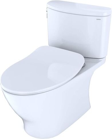 TOTO Nexus Two-Piece Elongated 1.28 GPF Universal Height Toilet with CEFIONTECT and SS234 SoftClose Seat, WASHLET+ Ready, Cotton White - MS442234CEFG#01 in Saudi Arabia