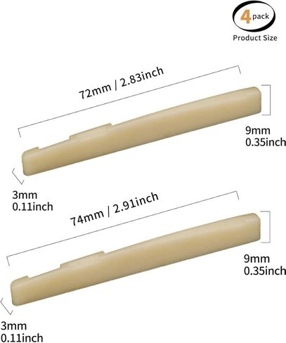 luvilly4 Pack Unbleached Acoustic Guitar Bridge, Guitar Saddle，Pure Bone Vintage Style Bone Original Color, 43mm Neck Slot for Guitarists/Musicians in Saudi Arabia