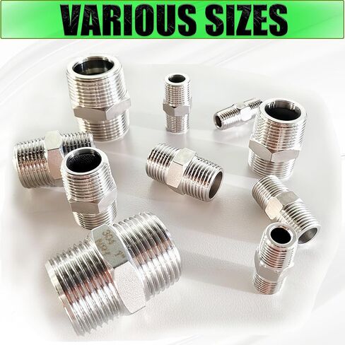 1 "ذكر إلى ذكر NPT عرافة الحلمة الأنابيب والتجهيزات، 304 الفولاذ المقاوم للصدأ 1 بوصة MNPT الخيوط محول الأنابيب متساوية مستقيم الحلمات موصل المناسب، 2PCS in Saudi Arabia