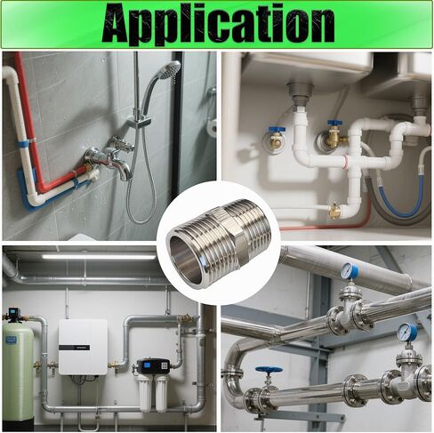 1 "ذكر إلى ذكر NPT عرافة الحلمة الأنابيب والتجهيزات، 304 الفولاذ المقاوم للصدأ 1 بوصة MNPT الخيوط محول الأنابيب متساوية مستقيم الحلمات موصل المناسب، 2PCS in Saudi Arabia