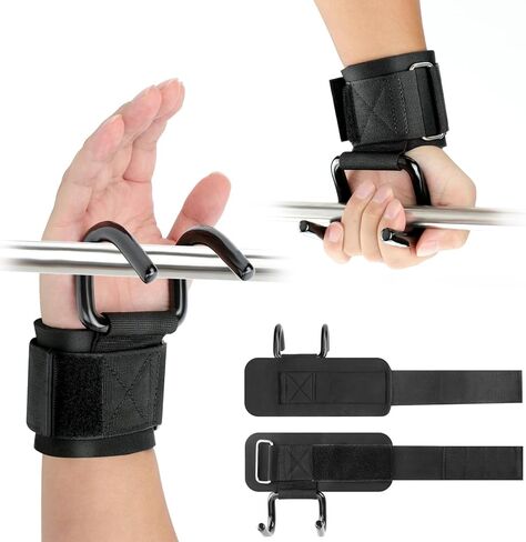 Weight Lifting Hooks, 330 LB Heavy Duty Gym Wrist Straps for Deadlifts, Pull-Ups, Strength Training, Fitness Workouts, Grip Weightlifting Hooks for Men and Women(Pair) in Saudi Arabia