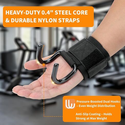 Weight Lifting Hooks, 330 LB Heavy Duty Gym Wrist Straps for Deadlifts, Pull-Ups, Strength Training, Fitness Workouts, Grip Weightlifting Hooks for Men and Women(Pair) in Saudi Arabia