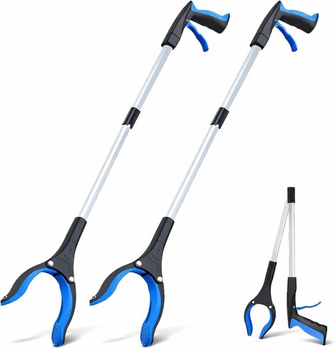 Grabber Reacher Tool - 32" Extra Long Foldable Gripper and Reaching Tool - Heavy Duty Pick Up Stick Grabbers for Seniors, Trash, Surgery Recovery Must Haves Gifts (Blue) in Saudi Arabia