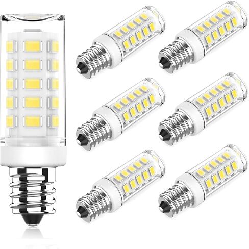 لمبة LED KLG E12، قاعدة شمعدان صغيرة، 4 وات (ما يعادل 40 وات)، ضوء نهاري 5000 كلفن أبيض غير قابل للتعتيم، لمبة صغيرة T3/T4 لمراوح السقف والثريات، 6 عبوات in Saudi Arabia