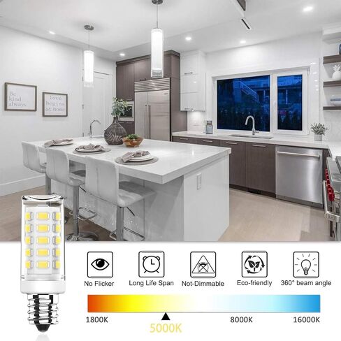 لمبة LED KLG E12، قاعدة شمعدان صغيرة، 4 وات (ما يعادل 40 وات)، ضوء نهاري 5000 كلفن أبيض غير قابل للتعتيم، لمبة صغيرة T3/T4 لمراوح السقف والثريات، 6 عبوات in Saudi Arabia