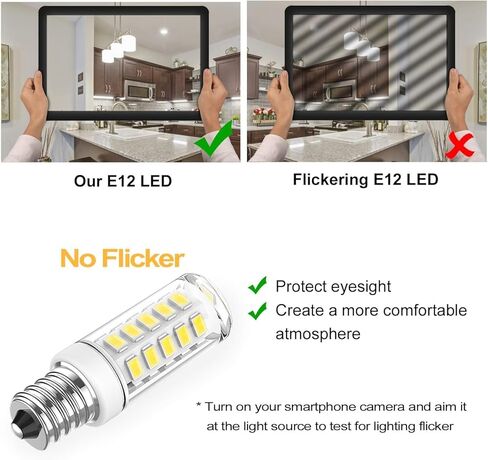 لمبة LED KLG E12، قاعدة شمعدان صغيرة، 4 وات (ما يعادل 40 وات)، ضوء نهاري 5000 كلفن أبيض غير قابل للتعتيم، لمبة صغيرة T3/T4 لمراوح السقف والثريات، 6 عبوات in Saudi Arabia
