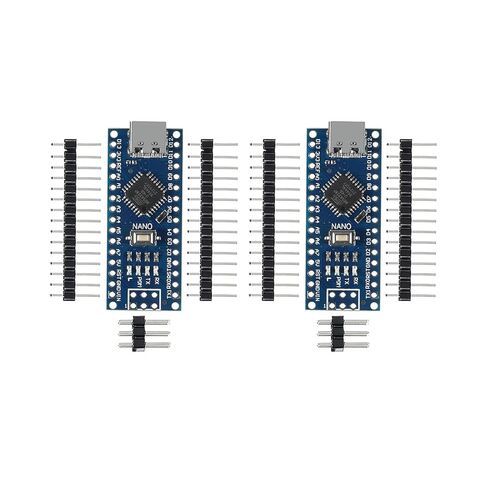 2 قطعة لوحة نانو V3.0 مع كابل ATmega328P رقاقة CH340 Type-C موصل 5 فولت 16 متر متحكم متوافق مع Arduino IDE Nano V3.0 in Saudi Arabia