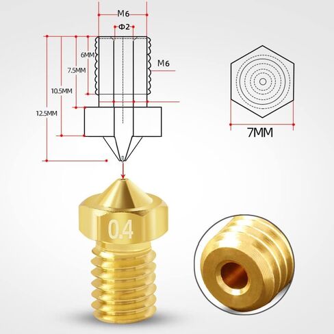 30Pcs 3D Printer V6 Nozzles 0.4mm M6 Brass Nozzle Extruder Print Head Compatible for E3D V5 V6 1.75mm Filament 3D Printer I3 Mega Prusa I3 MK3/MK3S, and Nozzle Cleaning Needles 0.4mm in Kuwait