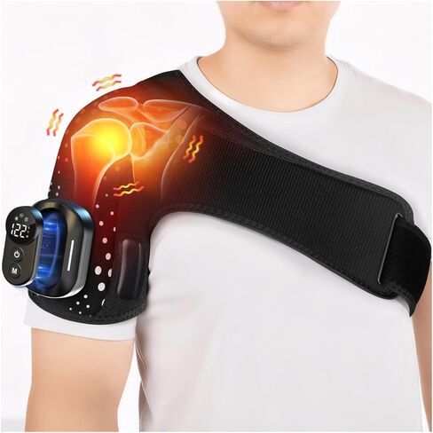 WNH Cordless Shoulder Heating Pad with Massage, Magnetic Detachable Remote Control, 5 Heat & 5 Vibration Modes, 3 Auto Shut-Off Timer, Adjustable Heated Shoulder Wrap for Men Women (Black) in Saudi Arabia
