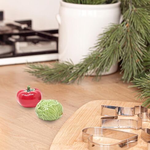 Tomato and Cabbage Salt and Pepper Shaker Set – Unique Ceramic Vegetable Design for Rustic Farmhouse Kitchen, Garden Tabletop Display, Dining Decor – Fun Gift for Chefs, Collectors, and Food Lovers in Saudi Arabia