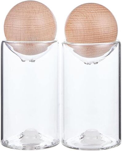 أساسيات المطبخ الأنيقة من Santa Barbara Design Studio Salt & Pepper Shakers، بطول 8.89 سم، زجاج/خشب زان in Kuwait