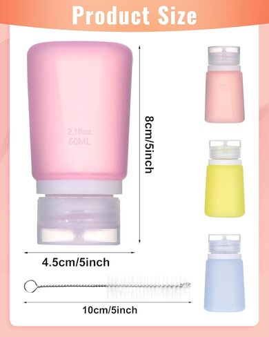 4 Pieces Condiment Squeeze Bottles for Sauces, 60ml/2Oz Silicone Condiment Containers with Lids Leakproof Salad Dressing Container with Reusable Sandwich Bag, Brush (purple pink blue yellow) in Saudi Arabia
