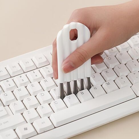 Keyboard Cleaning Brush Tool with Bendable Cup Cover, Flexible Dust Remover for Keyboards, Laptops, Office and Home, White in Saudi Arabia
