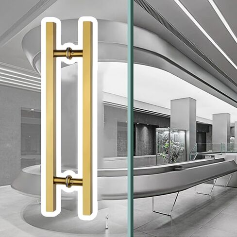 Commercial Office Door Pull Handles, Long Push Pull Door Handle for Barn Door/Glass Door, Rectangle Door Handle for Metal Door/Wooden Door(Color:Gold,Size:100cm(39 3/8") 70cm) in Saudi Arabia