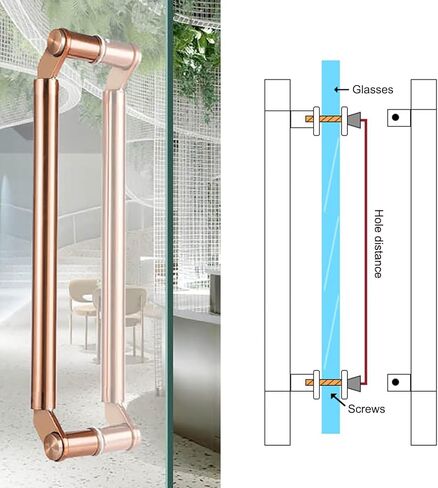 Commercial Push Pull Glass Door Handles, Double Sided Round Glass Door Pulls for Entrance Door, Stainless Steel Barn Door Shower Door Push Bar (Color : Dark gray, Size : 54cm (21 1/4")*50cm) in Saudi Arabia