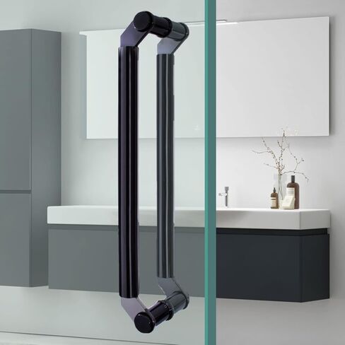 Commercial Push Pull Glass Door Handles, Double Sided Round Glass Door Pulls for Entrance Door, Stainless Steel Barn Door Shower Door Push Bar (Color : Matte Black, Size : 124cm (48 7/8")* in Saudi Arabia