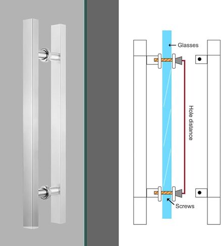 Commercial Office Door Pull Handles, Long Push Pull Door Handle for Barn Door/Glass Door, Rectangle Door Handle for Metal Door/Wooden Door(Color:Silver,Size:80cm(31 1/2") 50cm) in Saudi Arabia