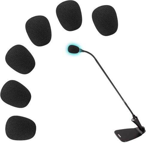 SOULWIT 6Pcs Microphones Pop Filter for Shure MX412/MX418/MX405/MX391/MX202/MX410 Series, CVG12/CVG18-B/C Gooseneck Microphone, Protective Mic Cover Windscreen Foam - Black in Saudi Arabia