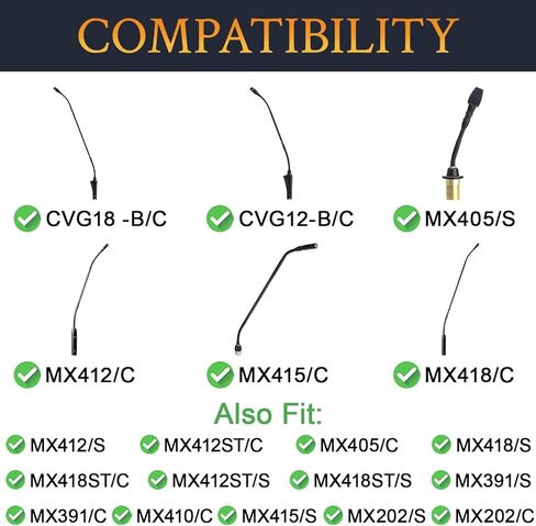 SOULWIT 6 قطع ميكروفونات بوب فلتر لسلسلة Shure MX412/MX418/MX405/MX391/MX202/MX410، CVG12/CVG18-B/C ميكروفون معقوفة، غطاء ميكروفون واقٍ من إسفنج الزجاج الأمامي - أسود in Kuwait