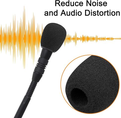 SOULWIT 6 قطع ميكروفونات بوب فلتر لسلسلة Shure MX412/MX418/MX405/MX391/MX202/MX410، CVG12/CVG18-B/C ميكروفون معقوفة، غطاء ميكروفون واقٍ من إسفنج الزجاج الأمامي - أسود in Kuwait