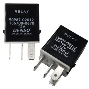 Relay 90987-02012 156700-0870 (Pack of 2), 12VDC 4-Pin Plug-in Automotive Relay - OEM Replacement for Toyota and Lexus Vehicles