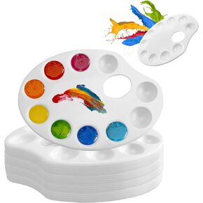 30 عبوة من لوحات صينية الطلاء، لوحة طلاء بلاستيكية مع فتحة إبهام، منصات طلاء بيضاوية للبالغين أو الطلاب لصف الرسم الحرفي in Kuwait