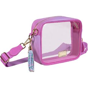 Lilly Pulitzer Transparent Game Day Bag for Stadiums, Clear Crossbody Travel Bag for Games and Concerts, Pink and Purple Ombre