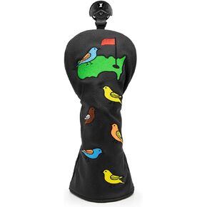 Birdie&Green Golf Club Covers for Driver, Fairway, Hybrids - 4 Options - Golf Driver Headcover/Golf Fairway Wood Head Cover/Hybrid Club Head Cover for Men Golfer - Black Synthetic Leather