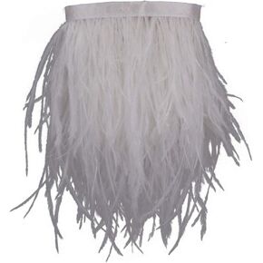 Ostrich Feathers Sewing Fringe Trim Ribbon for Crafts Clothes Accessories Latin Wedding Dress DIY 2 Yards 4-6inch Width (Black)