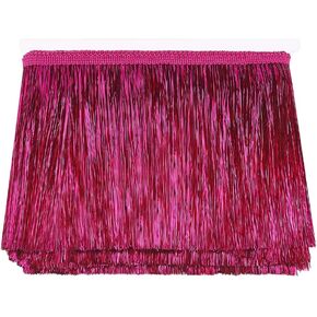 FINGERINSPIRE 11 Yard x 5.9 inch Tinsel Fringe Trim Medium Violet Red Metallic Foil Fringe Garland Tinsel Streamer Tinsel Garland Dance Costume Fringe Trimming for Wedding Birthday Party Decoration