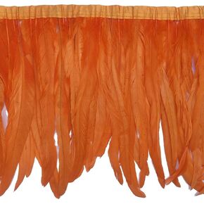 Sowder Rooster Feather Fringe Trim 12-14" in Width Pack of 1 Yard(Orange)