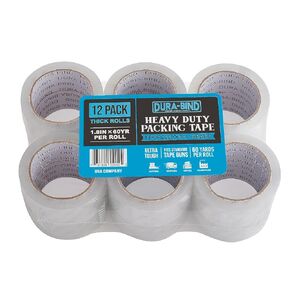 Durabind Heavy Duty Packing Tape 6 Pack. Rolls are 60 Yards x 2in. Tough Clear Tape for Shipping, Packing, Moving, Mailing, and All Box Types. Professional Grade. (6)