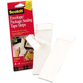 Scotch 3750P2CR Envelope/Package Sealing Tape Strips, 2-Inch x 6-Inch, Clear, 50/Pack
