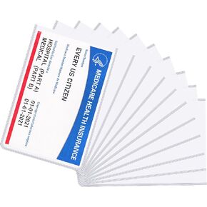 Zonon 60 Pieces New Medicare Card Holder Protector Sleeves 12 Mil Clear PVC Water Resistant Vaccine Card Holder Waterproof Plastic Protective Sleeves for Credit Card Business Card Social Security