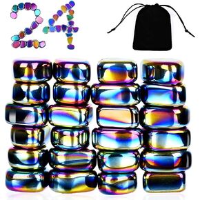 Kwack 24PCS Black Large Fridge Magnetic Stones, Irregular Neat Polished Magnets Whiteboard Locker Magnets, Home Craft Kitchen Refrigerator Magnets, Teacher Dducator Researcher