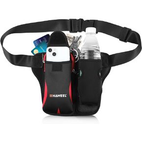 حزام الجري مع حزم فاني زجاجة ماء للنساء والرجال، وحقيبة الخصر مع حامل زجاجة ماء، وحزام ترطيب مع حامل هاتف بحزام قابل للتعديل يناسب هواتف 6.9 بوصة - أسود in Kuwait