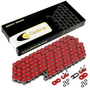 Caltric Red 525-Pitch 120-Links O-Ring Drive Chain Compatible with ATV/UTV/Quad/Side X Side/Motorcycle/Dirtbike/with Rivet and Clip on Master Links