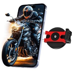 Magnetic Motorcycle Phone Mount, Aluminum Phone Holder Clip for Harley Davidson Motorcycle Gas Tank, Compatible with 3.5~7.5" iPhone, Samsung, Nearly All Cell Phones, Red + Black