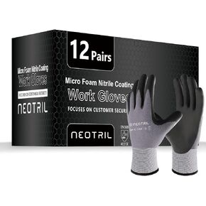 Safety Work Gloves MicroFoam Nitrile Coated-3/6/12/36 Pairs,Breathable Nylon Working Gloves for Men Women