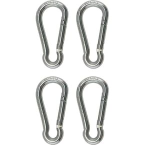 US STAINLESS 4 Pieces Stainless Steel 316 Spring Hook No Eye Carabiner 3/8" (10mm) Marine Grade