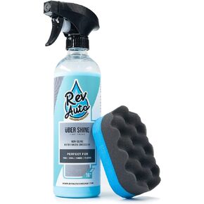 REV Auto Tire Shine Kit - Includes Tire Dressing and Tire Shine Applicator | Easy to Use | No-Sling Formulation | Water Based Tire Shine Spray | Works On All Tires/Car Tire Shine/Car Tire Dressing