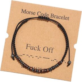 Morse Code Bracelets for Women Men Gifts Encouragement Funny Inspirational Bracelets for Women Men Best Friends Handmade Vintage Adjustable Silk Beaded Wrap Bracelet