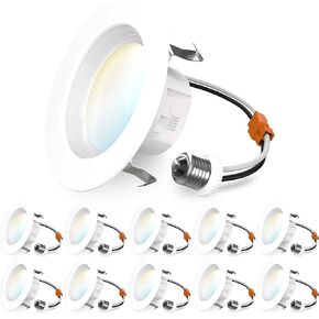 Sunco Lighting 12 حزمة 5/6 بوصة LED يمكن أن أضواء التحديثية راحة الإضاءة اختيار 2700K/3000K/3500K/4000K/5000K تقليم يربك عكس الضوء 13W = 75W 965 LM مجموعة تحويل بديلة UL Energy Star